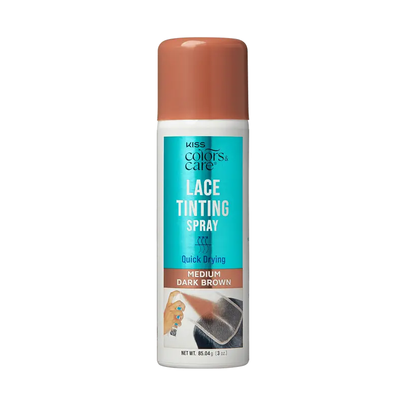Kiss Colors & Care Lace Tinting Spray | Lace Front Wig Spray, Quick Drying, Transfer Proof, Medium Dark Brown, Hair Care