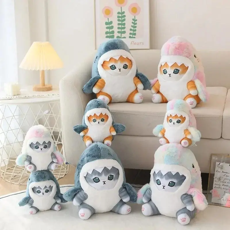 30CM Cute Shark Cat Plush Toy Cartoon Shark Stuffed Doll Huggable Pillow Sofa Cushion Birthday Gift Home Decoration