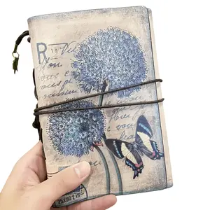 Vintage Faux Leather Notebook with Bookmark Smooth Touch Journal for Travelers Free Spirits Daily Writing Floral Design