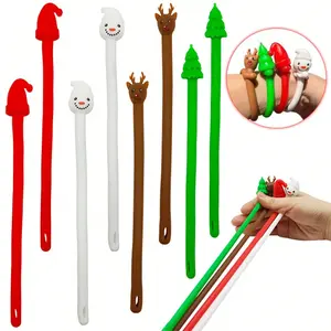 1/3/5/10 pcs - Tpr Soft Rubber Wristbands, Stress Relief Bands, Stretchy Christmas Design, Bright Colors, Perfect for Daily Use & Holidays