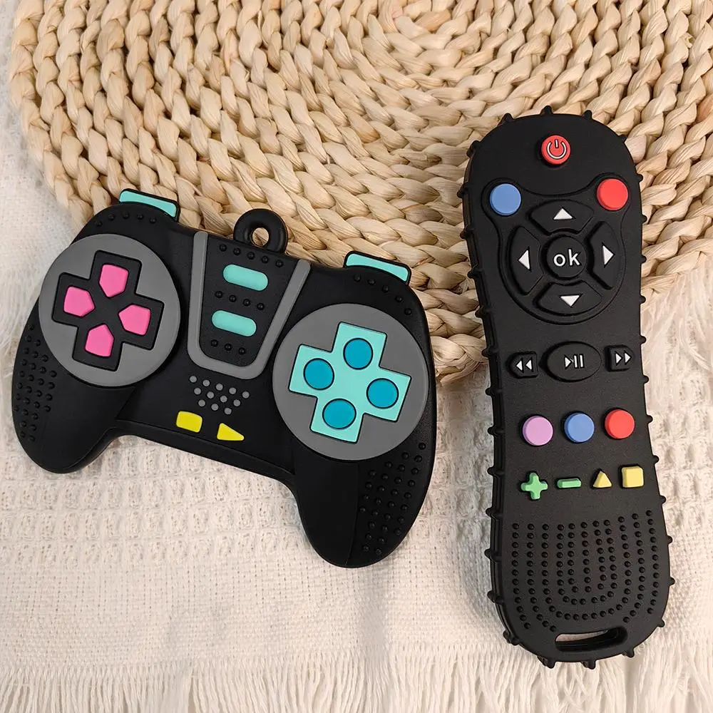 Tv Remote Control & Handheld Game Console Remote Control Design Baby Teether, 2 Counts Soft Silicone Baby Teether Toy, Safety Baby Teething Toys