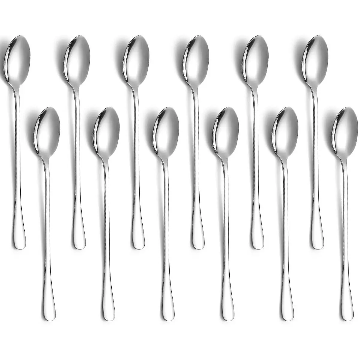 Long Handle Iced  Spoons 12 count 7.87", Stainless Steel Coffee Spoon, Ice Cream Spoons, Latte Spoon for Mothers Milks  Mixing  Stirring Coffee Milkshake Cold Drink