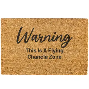 Warning Flying Chancla doormat, Welcome Mat, Funny Door mat, Spanish Doormat