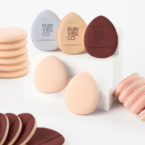 [RUBY VIBE CO] SilkAir Mini Puffs 20 Pack - Eco-Friendly Latex-Free Powder Puffs for Precise Makeup Application & Travel-Friendly Sponges