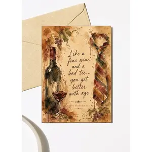 Funny Dad Card Like Fine Wine and Bad Tie, Father’s Day Pun, World Champion Dad Birthday Gift