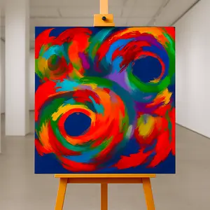 Whirlwinds of Emotion Vibrant Abstract Art Print 30x40 inches Solid Wood Frame for Living Room or Bedroom Bold Colors Dynamic Design Digital Art on Canvas