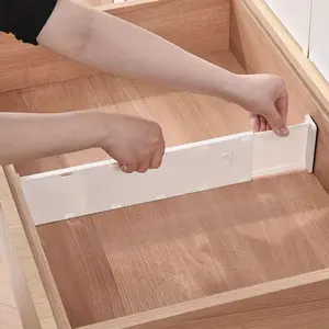 1 Pack Adjustable Expandable Drawer Divider, Plastic Slim Low-Profile Drawer Organizer, Easy Install Separator for Kitchen, Closet, Apartment, Dorm & Small Space Home Storage
