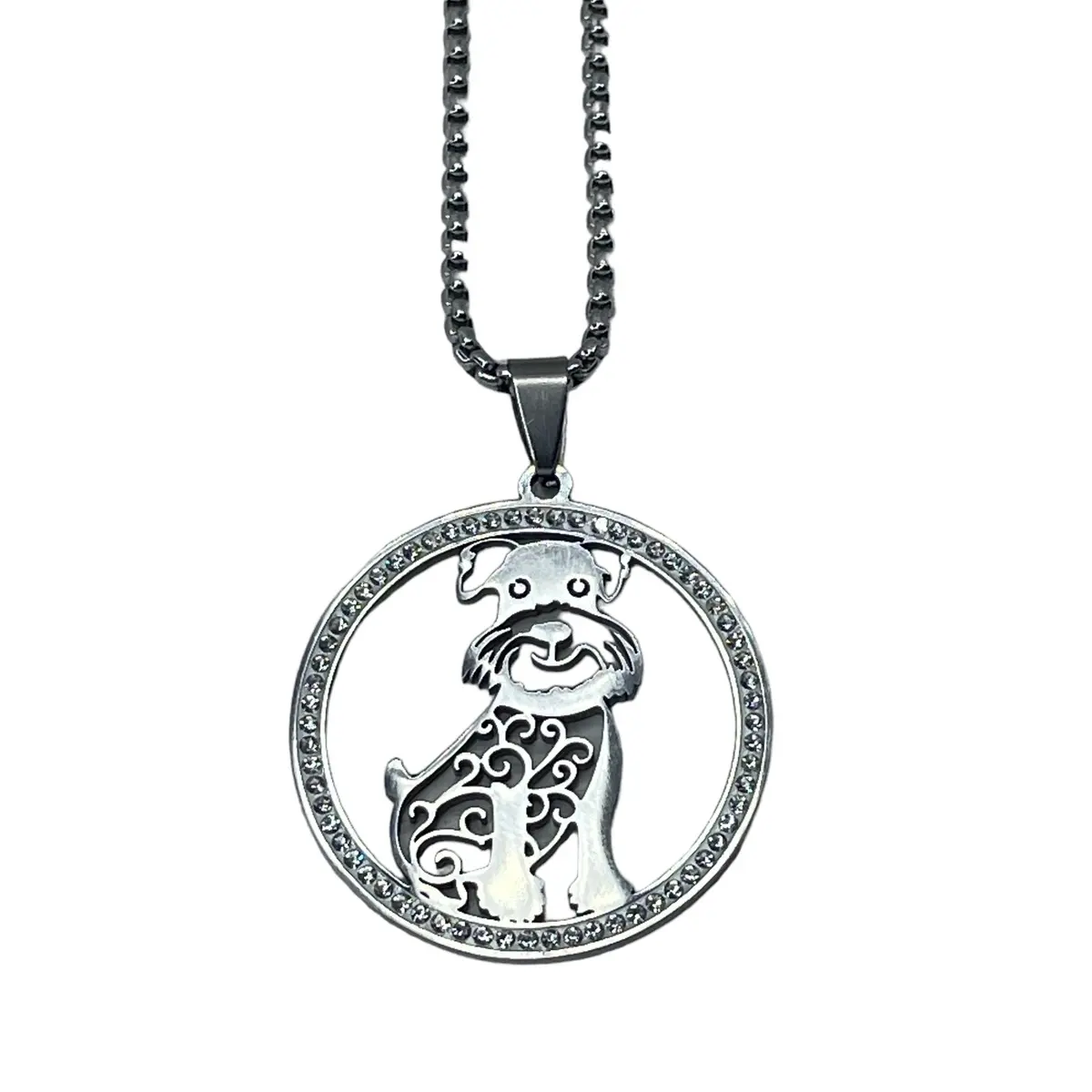 Schnauzer Dog Shape Pendant Necklace Adjustable up to 20”