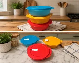 Microflash Set of 3 850ml Blue, Red, Orange Containers