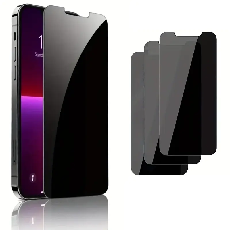 A Set of Three Privacy Screen Protectors Optimized for The for Iphone 17 Series, Including 17/17 Pro/17 Pro Max/17 Air, Designed for Easy Use And Compatible with All Models from 11 to 16. It Features a Smooth Full Coverage Screen