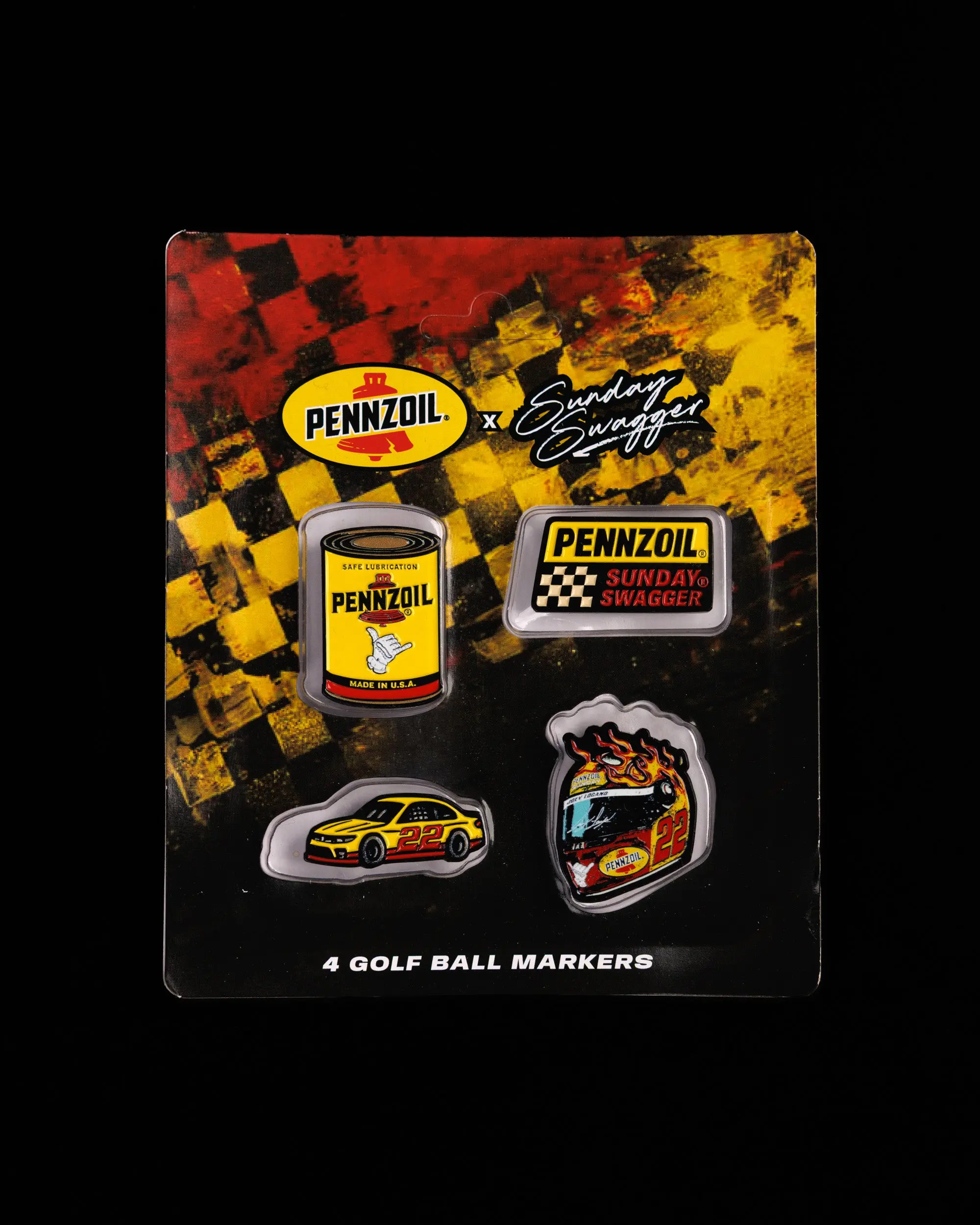 Pennzoil® Alloy Golf Ball Markers, 4-Piece Racing Theme Gear Head Set