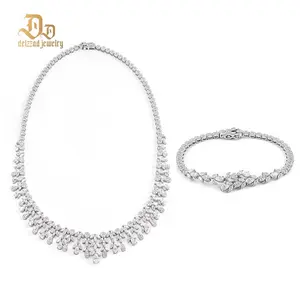 【Lumina Elegance Set】Delzzad Twinkle Lumina Necklace Bracelet Jewelry Set Synthetic Moissanite Necklace Bracelet Moissanite Jewelry Set S925/Copper Perfect Birthday Engagement Wedding Anniversary Christmas Gifts