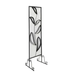 FixtureDisplays® Room Divider Partition Screen Flower White Backdrop Wall Art Decoration Frame Straight Line Room Privacy Screen 10022-NF