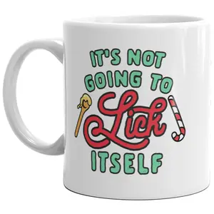 It's Not Going to Lick Itself Mug Funny Christmas Candycane Coffee Cup - 11oz Funny Coffee Mugs Ceramic Printed Drinkware Cup
