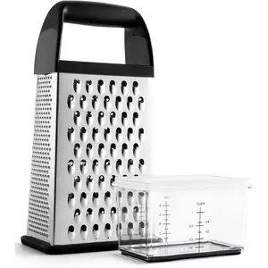 Cheese Grater With Container Box Grater Stainless Steel Graters for Kitchen Cheese Shredder Parmesan Shredder Kitchen Gadgets Kitchen Tools Kitchen Gifts for Chef Dishwasher Safe Zester