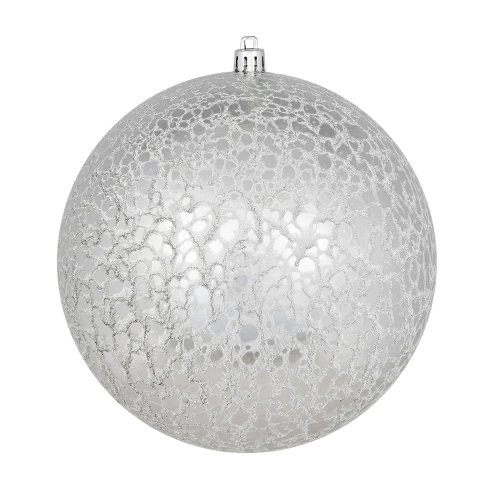 Vickerman N195607D 6" Silver Crackle Ball Ornament 4 Per Bag