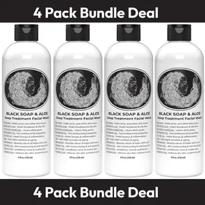 4 Bottles -- Black Soap & Aloe Natural Black Soap with Aloe Helps With Bumps Dark Spot for Face