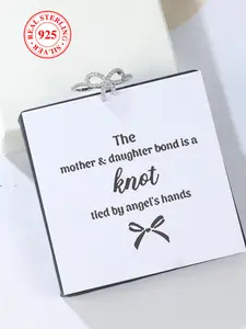 S925 Sterling Silver Bowknot Design Ring with Box, Artificial Zircon Decor Ring, Fashion Jewelry Accessories for Women & Girls, Wedding Promise Rings