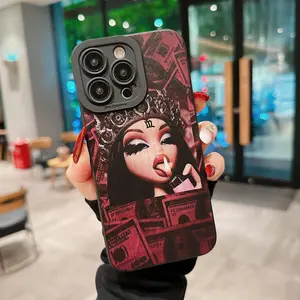 Creative Girl Pattern Phone Case, Anti-fall Phone Protector Cover, Shockproof Phone Protective Case Compatible with iPhone 15 14 13 12 11 Series
