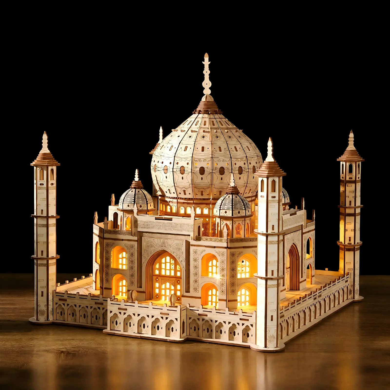3D Wooden Puzzle Castle Model, 388PCS DIY Architecture Assembly Puzzle with LED Light, Large Wooden Castle Building Model, Creative Hobby Gift for Adults & Teens