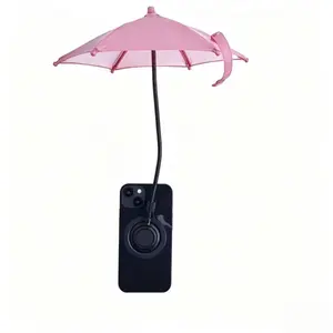 MagSafe Magnetic Phone Sun Shade Umbrella, Retractable Mini Anti-Glare UV Protection, 360 Rotation Steel Rod Adjustable Height Stand, Universal Fit Portable Compact for Outdoor Travel