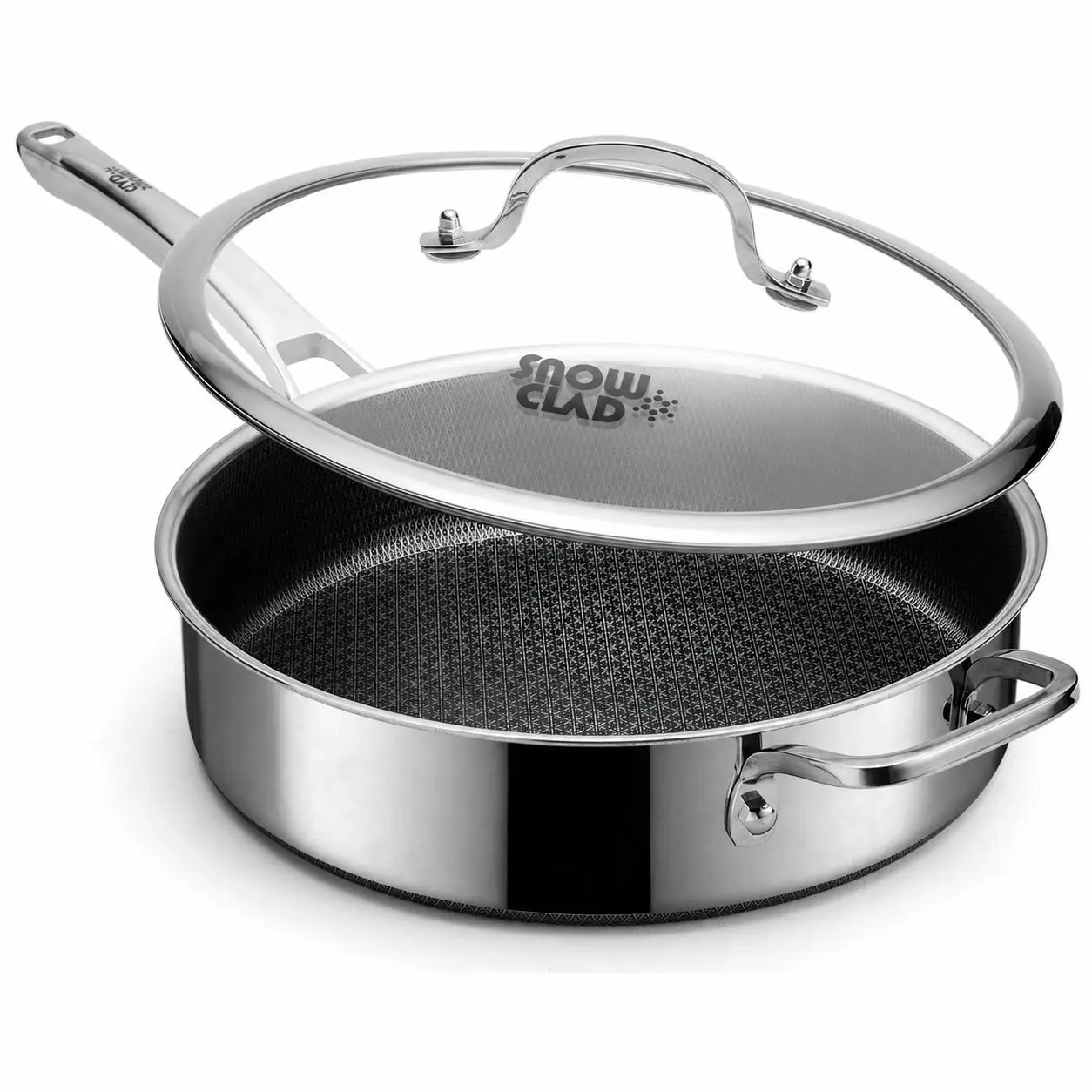 SNOWCLAD 12-Inch Hybrid Deep Saute Pan with Lid – 5QT Nonstick Stainless Steel Skillet, Dishwasher & Oven Safe, Induction Compatible, PFOA Free SummerWins