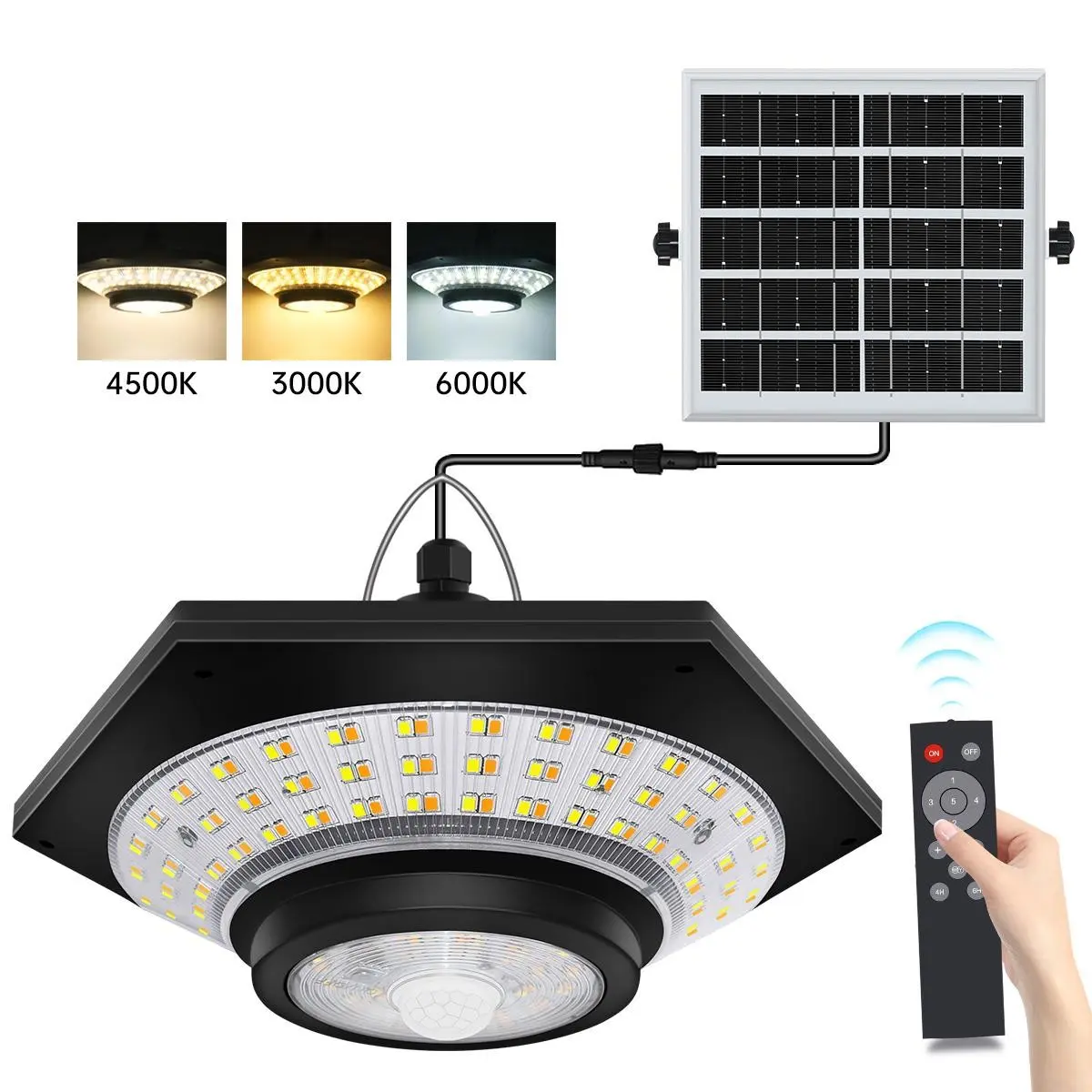 Solar Indoor Outdoor Shed Light , 180/228 LED Solar Pendant Light  3 Color Temperature Remote Control for Gazebo,Shed, Garage, Barn， Solar Indoor Lights Motion Sensor with Remote, Outside Lights, Solar Powered Lighting
