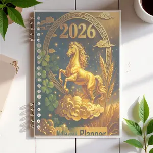 2026 Planner, Golden Horse Theme, A5 Size, Lined Pages, Premium Paper, Office & Daily Use, Festive Auspicious Design, Perfect for Planning & Organizing, Hot Style Notebook