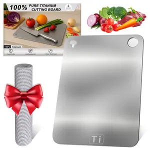 Titanium 100% Pure Double-Sided Cutting Board 11.4"x7.9" Food-Grade Certified Dishwasher Safe Kitchen Tool with Red Bow Gift Ready Safe Cutting Board