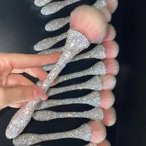 1 PCs High-End Luxury Very Shiny Diamond Filling Highlight Brush Powder Brush Contour Brush, Professional Facial Makeup Brush Cover Shiny Rhinestone, Shiny Diamond Filling Contour Brush Multi-Purpose Facial Brush Nail Art Powder Brush, Holiday Gift Love G