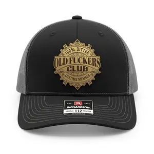 Old Fuckers Club Hat – Funny Leather Patch Trucker Hat, Bold Humor Snapback Cap, Savage Meme Hat, Viral Tiktok Gift For Him, Hilarious Dad Gift Idea, Everyday Casual Cap
