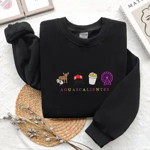 Aguascalientes Embroidered Sweatshirt, Mexico Culture Machine Embroidery , Train Engine sweatshirt