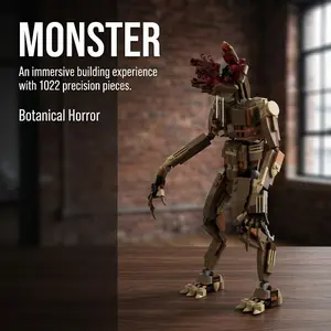 350pcs Moc Desktop Assembly Horror Monster Figurine Model Toys, Popular Film And Television Character Assembly Building Block Model Set, Creative Christmas And Birthday Gift Toy
