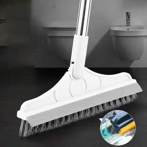 Four-In-One Bathroom Floor Brush Set, Long Handle Hard Bristle Scrubber for Grout & Toilet Cleaning, Home Use Multi-Purpose Cleaner Tool, Versatile Cleaning Tool, Household Cleaning Tool, House Cleaning Tools