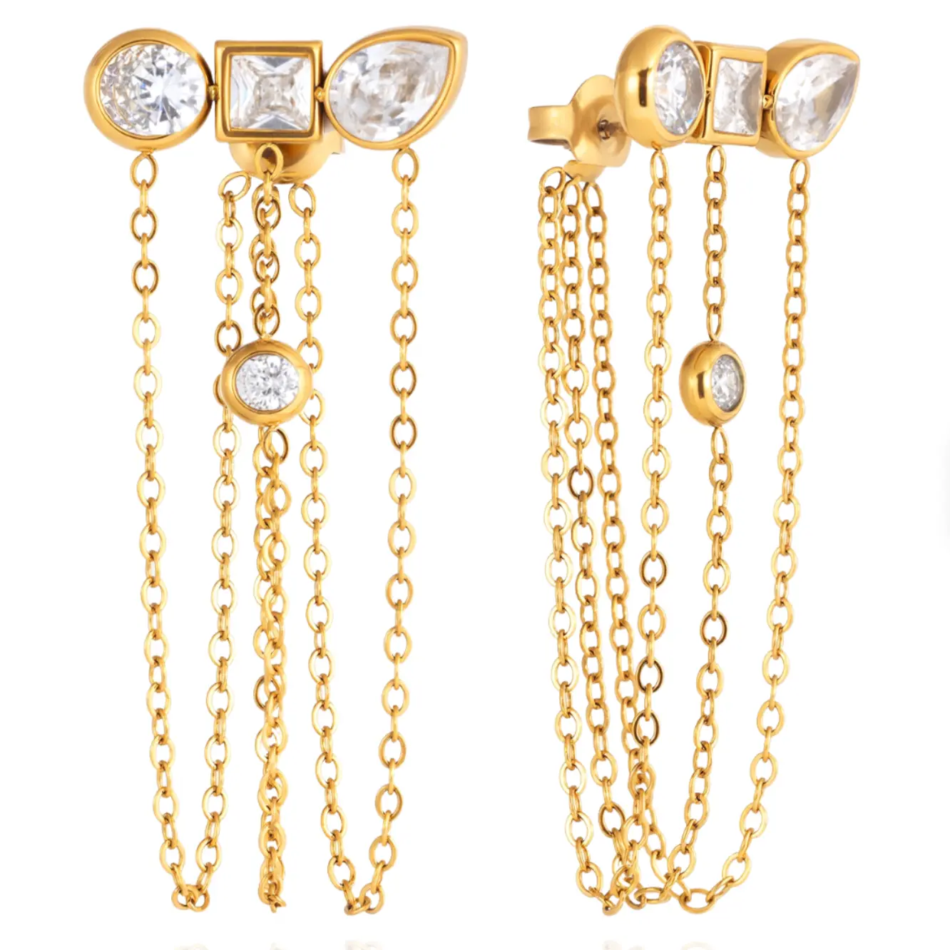 Cascada Earrings - 18K PVD Gold Plated  Stainless Steel