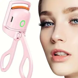 & Heated Eyelash Curler with Comb, Rechargeable Battery Powered, Easy Natural Curls, Beauty Tool for Women