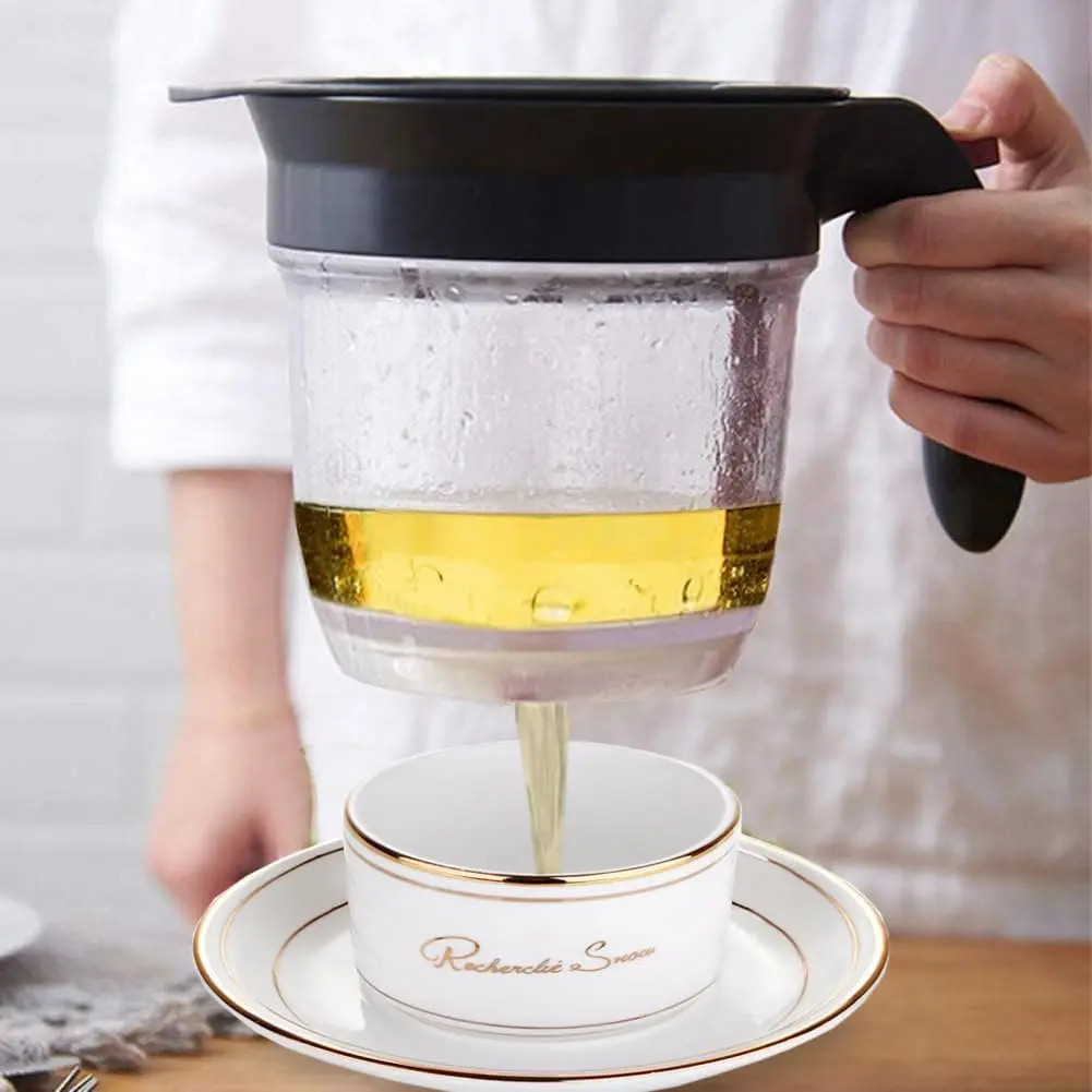 4-Cup Fat Separator Oil With Bottom Release - Gravy Grease for Cooking  Healthier Soup Easy Press Dispenser with Strainer