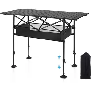 PRTYY Folding Table Steel Ultra-Compact Outdoor Detachable Portable Lightweight with Large Storage Bag for Beach Picnic Travel Backyard BBQ