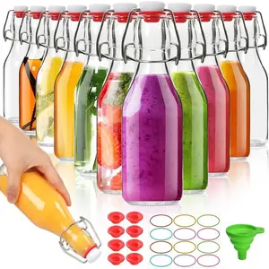 PLL Swing Top Glass Bottles 8 oz 12Pack, Flip Top Glass Bottles with Airtight Flip Lids for Vanilla Extract Bottles/Home Brewing/Beverages/Oil (8 fl.oz, Set of 12) Stainless Brush Steel Colorful Decorative Wedding Organizer 8Fl.Oz