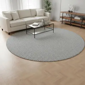 HomeRoots 645166 8 ft. Gray & Ivory Houndstooth Washable Round Area Rug with UV Protection