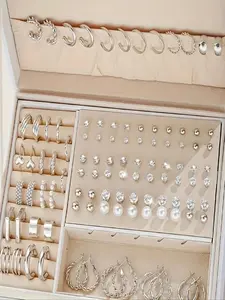 Elegant Rhinestone Decorated Jewelry Set, Earrings Set, Valentine's Day Gift,  New Style Exquisite Trendy Jewelry Set for Women & Girls, Fashion Accessories for Party, Daily Clothing Decor, Fashionable Jewelry Set