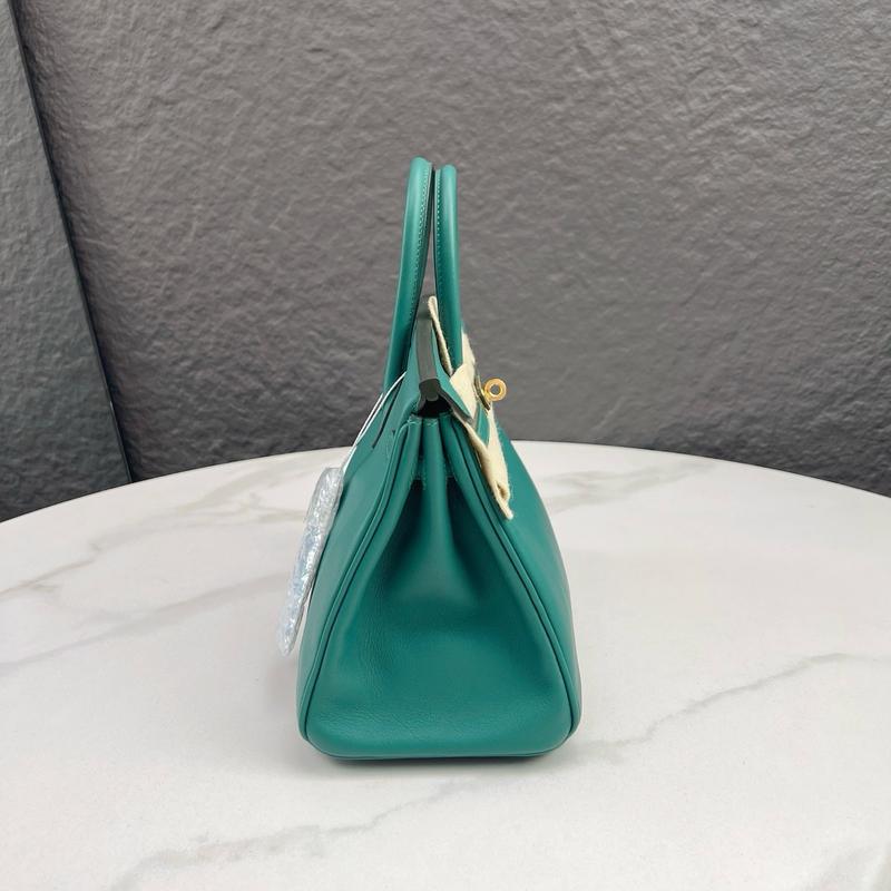 Pre-owned HERMÈS Leather tote bags Hermes Birkin 25 Swift Z6 Malachite (mk103795)