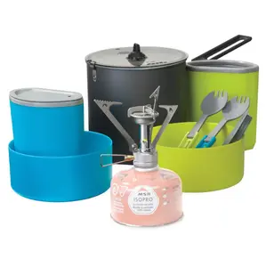 MSR PocketRocket Stove Kit Include:2.0L aluminum pot, DeepDish Bowls, 12.5 oz Double-Wall Insulated Mugs, clear strainer lid,  folding sporks, Camping Cooking System