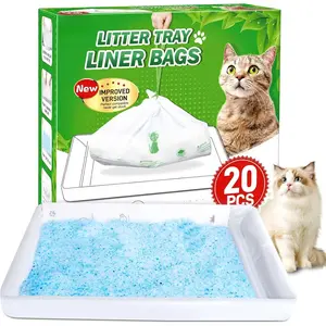 Litter Box Liners Compatible with Pets Scoopfree Litter Box Refill Tray Rectangle Bags with Anti-scratch Cardboard 20 Pack
