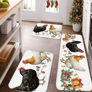 Festive Vintage Chickens Kitchen Mats for Floor, Soft Cushioned Washable  Decor Rugs for Kitchen Sinks Laundry Room Bathroom 3Pcs