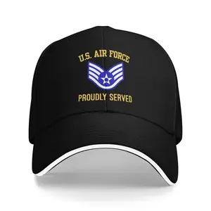 US Air Force E-5 Staff Sergeant Vintage Dad Hat - Adjustable Classic Baseball Cap for Men & Women, Washed, Lightweight & Breathable, "USAF" Patch, Black, Fits 22.04"-23.62" Circumference