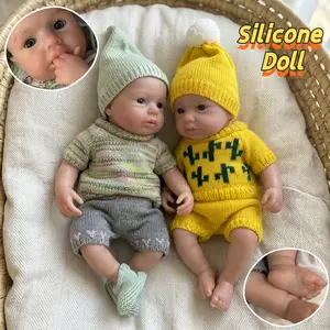 Otarddolls 1PC 12.2 Inch Open Mouth Loulou Full Body Silicone Girl Dolls Hand Painted Skin Realistic Soft Touch Feelings Silicone Rebirth Doll Christmas Gifts For Children