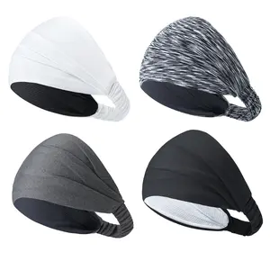 4PCS Sweat-Wicking Cooling Headbands, Unisex No-Slip Double-Layer Breathable Stretch Sweatbands, Quick-Dry Stay-Put for Intense Workouts, Running, Gym, Yoga & Outdoor, Sports Training Headband, Elastic Headbands