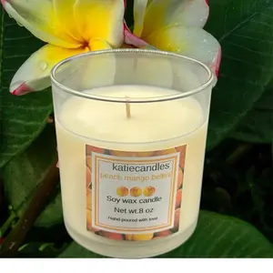 Peach Mango Bellini Soy Wax Candle 8 oz Hand-Poured with Love Scented Home Fragrance