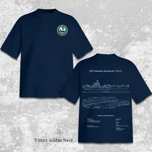 Retro USS Theodore Roosevelt CVN71 Blueprint Men's Short Sleeve T-Shirt, Nimitz Class Aircraft Carrier Shirt, US Navy Warship Schematic Tee, Military Naval Aviation Technical Drawing, Aircraft Carrier Diagram Graphic, Gift for Navy Veteran History Lover